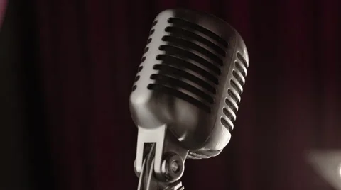 Checking the Sound of Vintage Microphone Stock Footage 58789519
