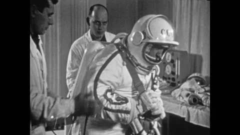Checking the spacesuit. Alexei Leonov Stock Footage 166227131