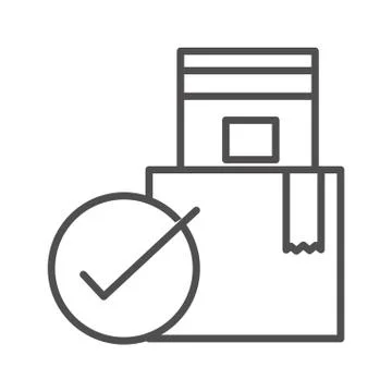 Checking stack cardboard boxes cargo shipping related delivery line style icon Stock Illustration