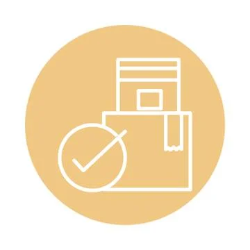 Checking stack cardboard boxes cargo shipping related delivery block style icon Stock Illustration