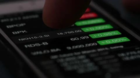 Checking stock market data on smartphone, 4k, UHD Stock Footage 49100944