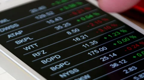 Checking stock market data on smartphone, 4k, UHD Stock Footage 49735245