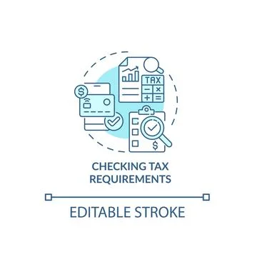 Checking tax requirements blue concept icon Stock Illustration