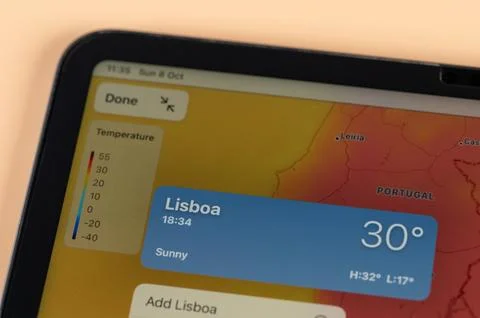 Checking temperature outside in Lisboa city Stock Photos