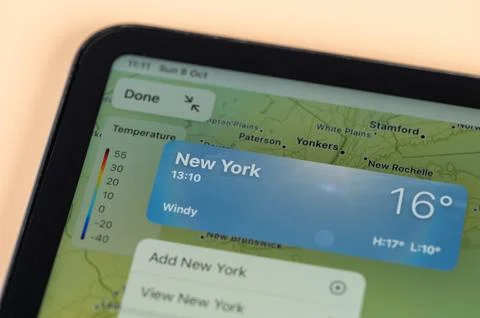 Checking temperature outside in New York city Stock Photos