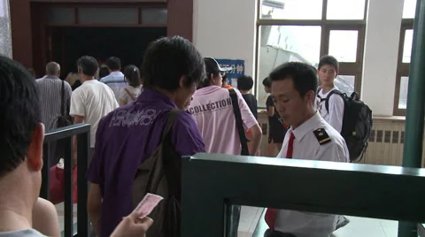 Checking tickets, Beijing train station Stock Footage 58627274