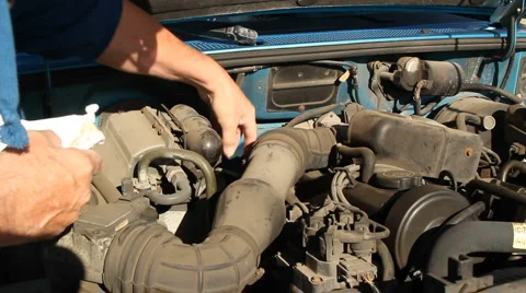 Checking transmission fluid Stock Footage