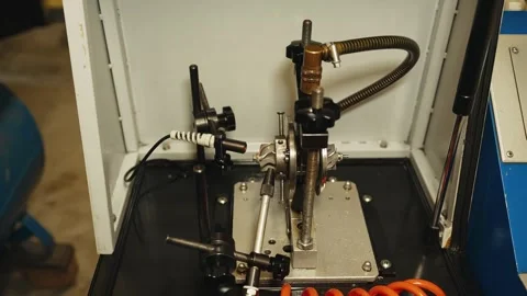 Checking the turbine rotor impeller on a specialized stand Stock Footage 285642386