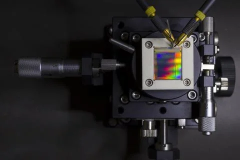 Checking turn on small oled display on a probe station Stock Photos