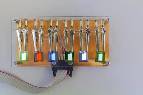 Checking turn on small RGB oled display on a probe station Stock Photos