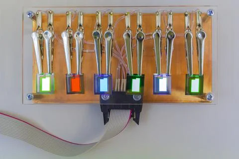 Checking turn on small RGB oled display on a probe station Stock Photos