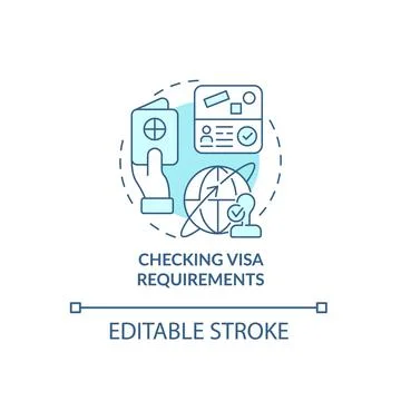 Checking visa requirements blue concept icon Stock Illustration