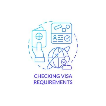 Checking visa requirements blue gradient concept icon Stock Illustration