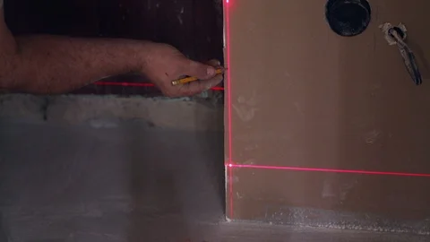 Checking the wall level Video stock 94997921