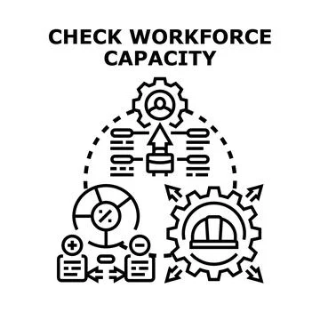 Checking workforce capacity planning and optimization strategy Stock Illustration