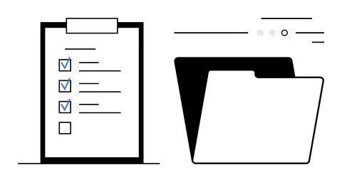Checklist and Folder Symbolizing Task Completion and Document Organization Stock Illustration