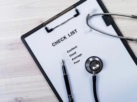 Checklist and Stethoscope Stock Photos