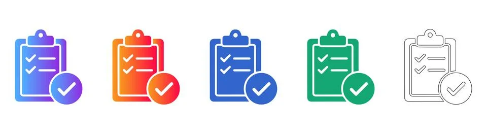 Checklist and Task Completion Icon Set Stock Illustration