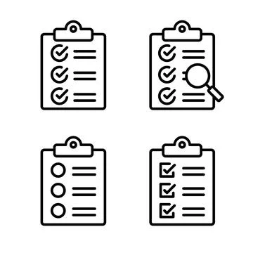 Checklist and Task Management Outline Icon Set Stock Illustration