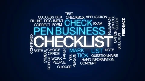 Checklist animated word cloud, text design animation. Stock Footage 75493138