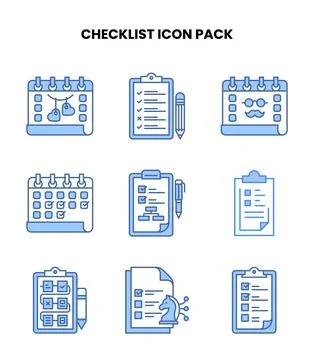 Checklist Blue Icons Pack Stock Illustration