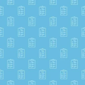Checklist blue vector linear seamless pattern or background Stock Illustration
