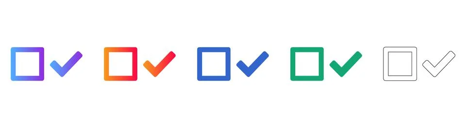 Checklist Box and Mark Icon Set Stock Illustration