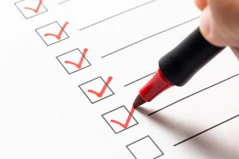 Checklist box with a red marker pen Stock Photos