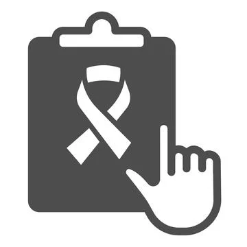 Checklist with cancer ribbon solid icon, World cancer day concept, medical Illustrazione stock