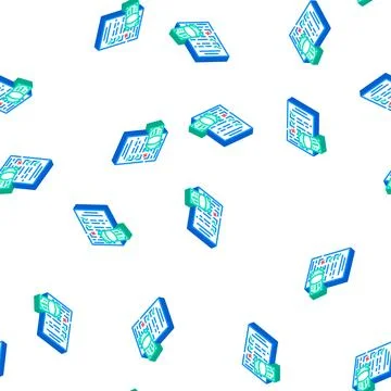 Checklist check isometric icon seamless pattern Illustrazione stock
