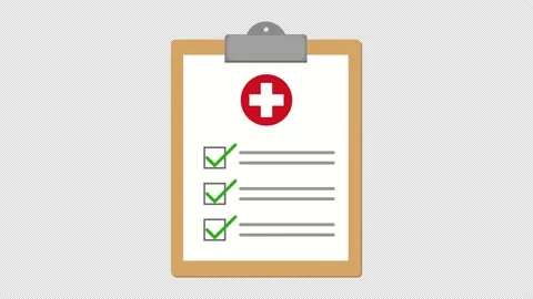 Checklist on clipboard with boxes being ticked for medical concept Видео 143712286