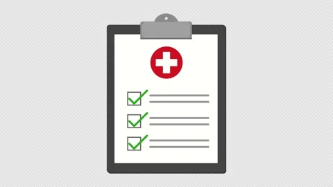 Checklist on clipboard with boxes being ticked for medical concept Stock Footage 143715043