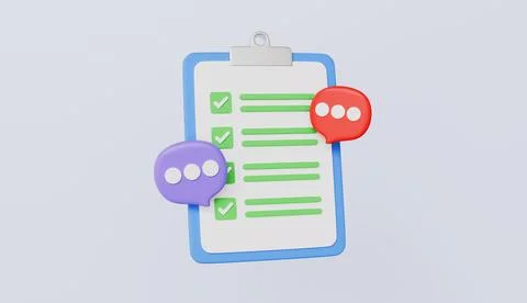 Checklist clipboard with chat icon, To-do list, Goal achievement concept Stock Illustration
