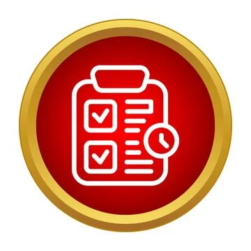 Checklist clipboard with clock icon identifying task management Stock Illustration