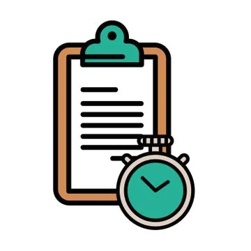 Checklist clipboard document with chronometer Stock Illustration