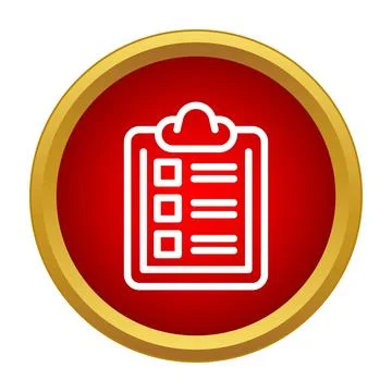 Checklist clipboard document icon in red button Illustrazione stock