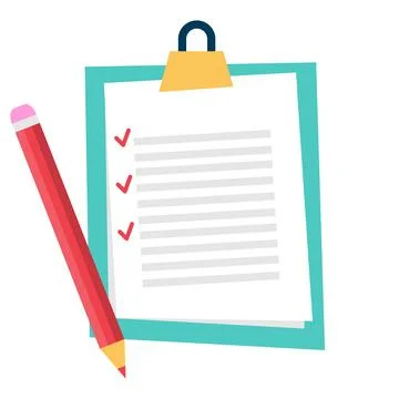 Checklist clipboard document with pencil. Vector illustration. Stock Illustration