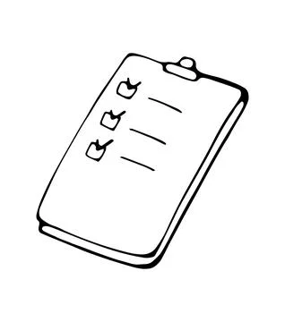 Checklist clipboard doodle icon task list planning hand drawn illustration Stock Illustration