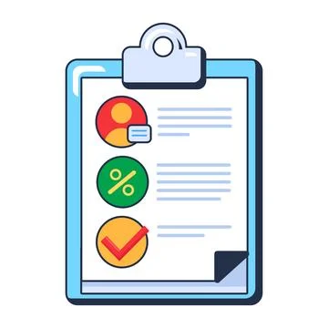 Checklist clipboard flat illustration representing task management 스톡 일러스트