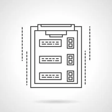 Checklist on clipboard flat line vector icon Stock Illustration