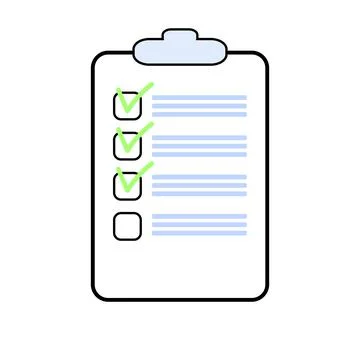 Checklist, clipboard icon flat design on white background. Stock Illustration
