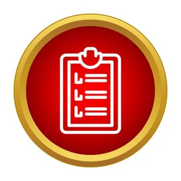 Checklist clipboard icon on red circle background Stock Illustration