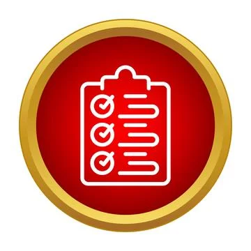 Checklist clipboard icon showing completed tasks on red background Stock Illustration