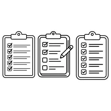 Checklist Clipboard Icons Set Stock Illustration