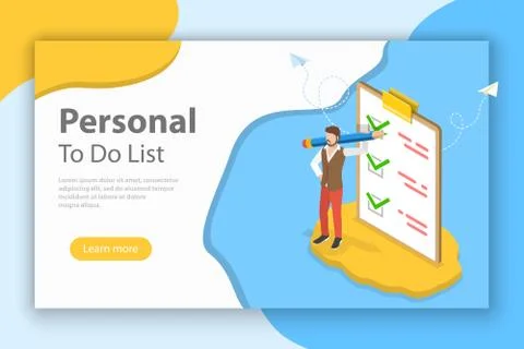 Checklist on clipboard isometric flat vector concept. Stock Illustration