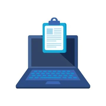 Checklist clipboard with laptop computer Illustrazione stock