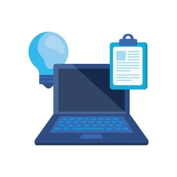 Checklist clipboard with laptop computer Stock Illustration