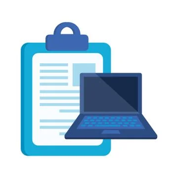 Checklist clipboard with laptop computer Illustrazione stock