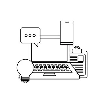 Checklist clipboard with laptop computer Illustrazione stock