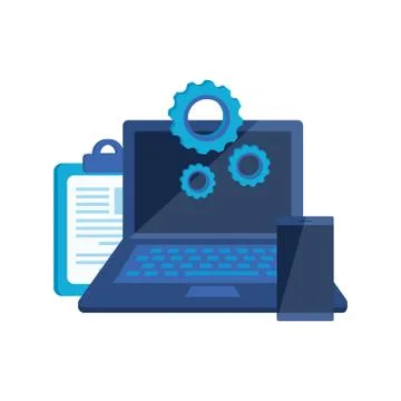 Checklist clipboard with laptop computer Illustrazione stock